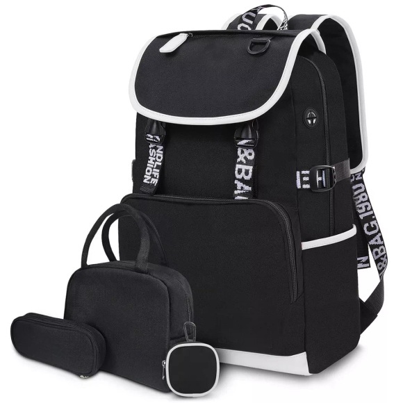 Only-bags.store - Rucksäcke Daypack Schulranzen, Grundschule Mittelschule Tasche Schulranzen Set Federmäppchen, Kinderrucksack Laptop, One Size, Schwarz