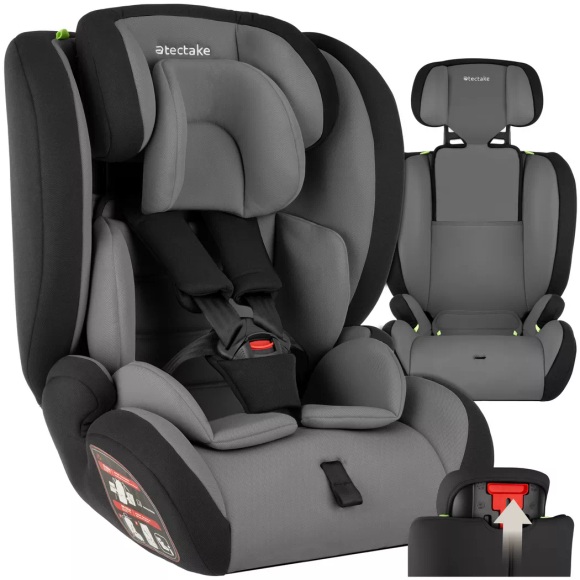 Tectake - Autositz Sophie mit Seitenaufprallschutz Dunkelgrau Schwarz, Mediumgrau