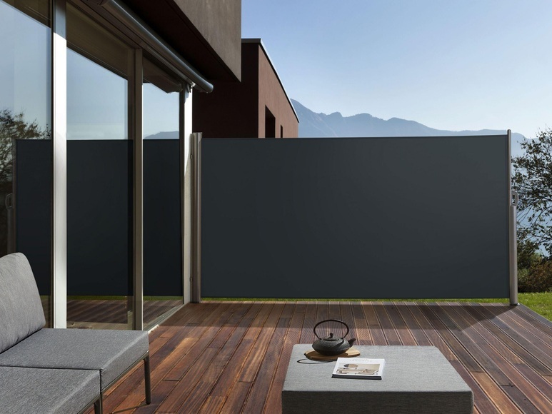 Beliani Seitenmarkise graphitgrau ausziehbar 160 x 300 cm Dorio