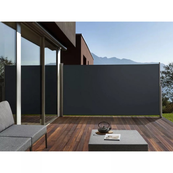 Beliani Seitenmarkise graphitgrau ausziehbar 160 x 300 cm Dorio