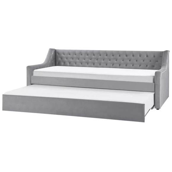 Bett Mit Lattenrost Aus Samtstoff Glamourös Montargis Unisex 90x200 cm