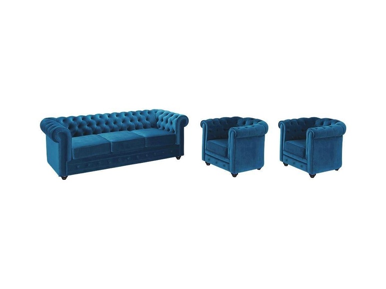 Couchgarnitur 3+CHESTERFIELD Samt Couchgarnitur 3+CHESTERFIELD Samt