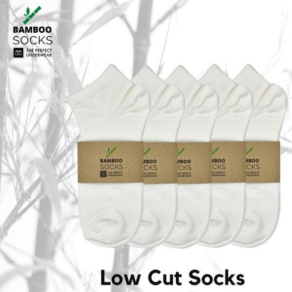 Bambus Socken Low-cut, Weiss ( 5 Paar Pro Pack), Größe L Unisex Weiss ONE SIZE