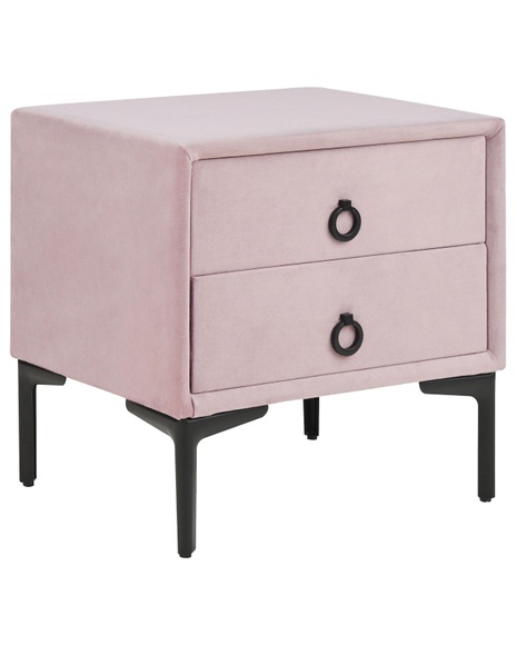 Nachttisch Aus Samtstoff Modern Sezanne Unisex Pink ONE SIZE