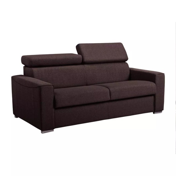 LINEA SOFA - Schlafsofa 3-Sitzer - Liegefläche mit Lattenrost: 140 cm - Matratze: 18 cm mit Memory Schaum - Stoff - Braun - VIZIR, One Size