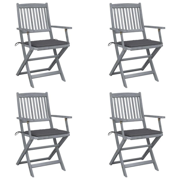 vidaXL Klappbare Gartenstühle 4 Stk. mit Sitzkissen Massivholz Akazie