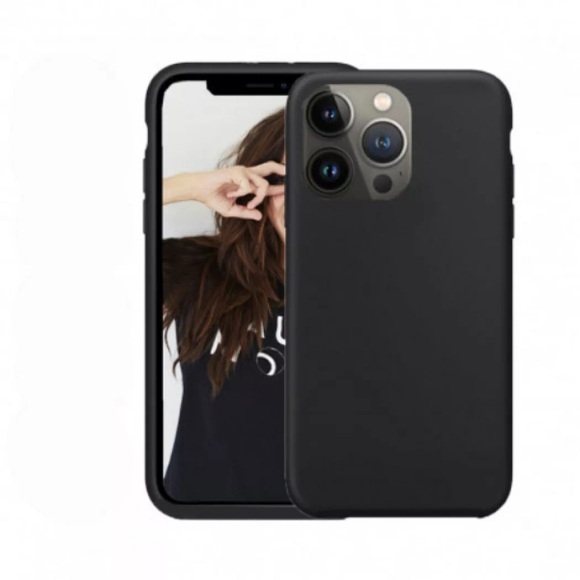 Avizar - Hülle iPhone 15 Pro Silikon Mikrofaser, Schwarz