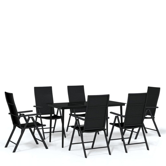 vidaXL 7-tlg. Garten-Essgruppe Schwarz