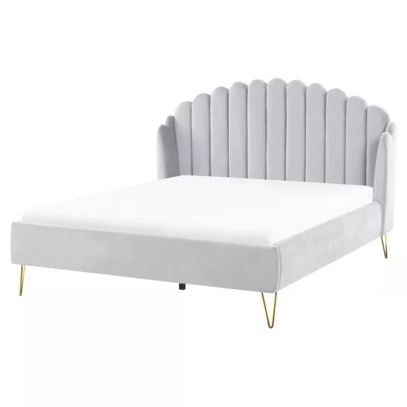 Bett mit Lattenrost aus Samtstoff Retro AMBILLOU Bett mit Lattenrost aus Samtstoff Retro AMBILLOU