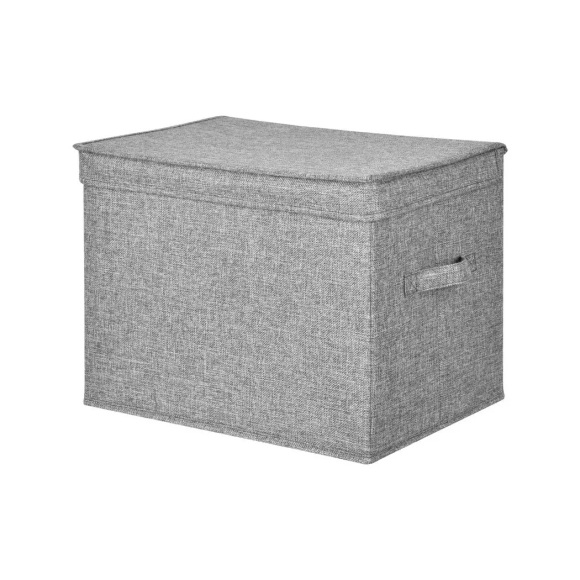 Calicosy - Faltbare Aufbewahrungsbox mit Deckel aus Stoff Leinenoptik L48 cm, One Size, Taubengrau
