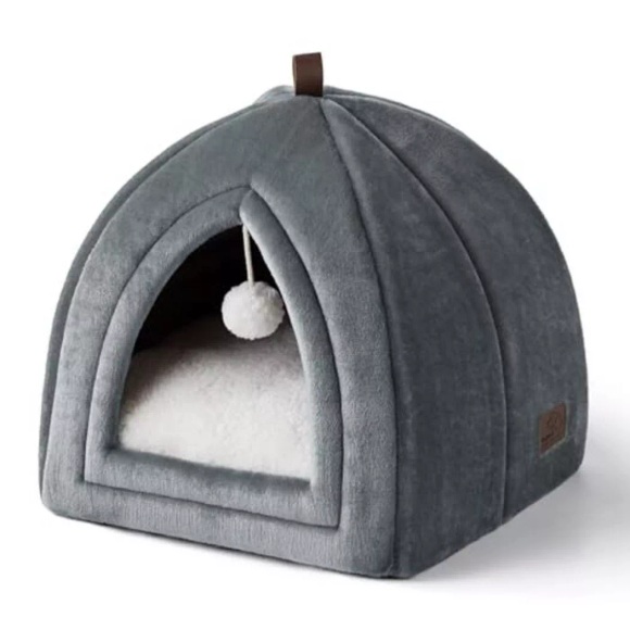 Alopini - Katzenhöhle Großkatzen Faltbares Katzenbett mit waschbaren Kissen, Katzenzelt für Kätzchen klein,, One Size, Grau