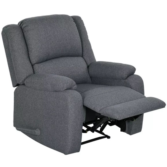Northio - Relaxsessel Manuell, bis 150 kg belastbar, Fernsehsessel mit Liegefunktion, Leinenoptik, TV-Sessel Seitengriff, Fußstütze, One Size