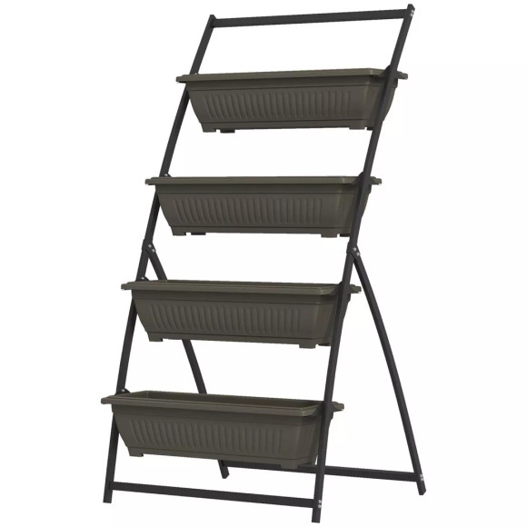 Northio - Pflanzenständer, Blumenständer Mit 4 Etagen, Pflanzenregal Mit Löchern, Pflanzentreppe Blumenregal Für Garten, Stahl, Braun, 76 X 79 X 162 Cm, 80cm