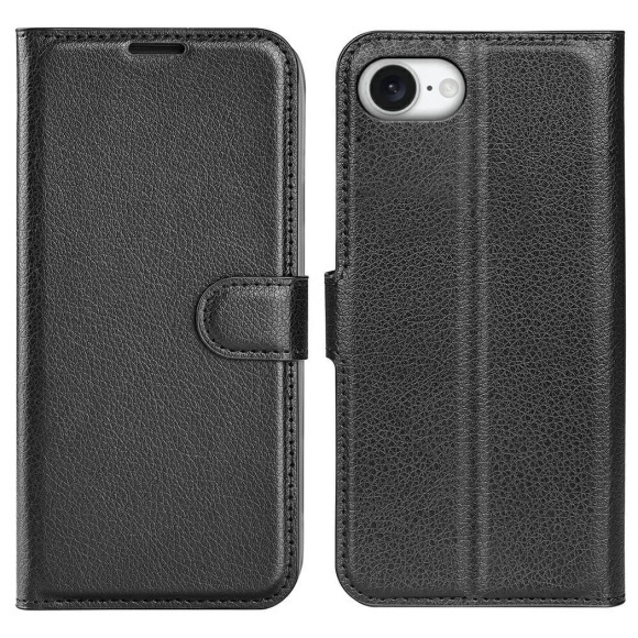 Cover-Discount - iPhone 16e - Leder Etui Hülle, Schwarz