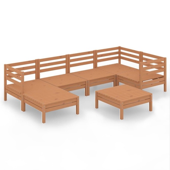 vidaXL 7-tlg. Garten-Lounge-Set Massivholz Kiefer Honigbraun