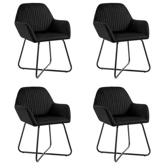 vidaXL Esszimmerstühle 4 Stk. Schwarz Samt