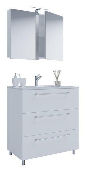 MID.YOU Waschtischkombi 80 cm , Schubo , Weiss , Holzwerkstoff , 3 Schubladen , 80 cm , melaminharzbeschichtet,melaminharzbeschichtet,Nachbildung,Nachbildung , stehend , 000657025711