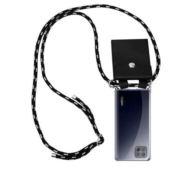 Handy Kette für Oppo A92s Silikon mit Silbernen Ringen