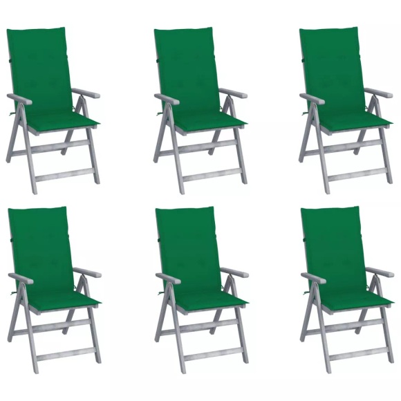 vidaXL Verstellbare Gartenstühle 6 Stk. mit Auflagen Massivholz Akazie