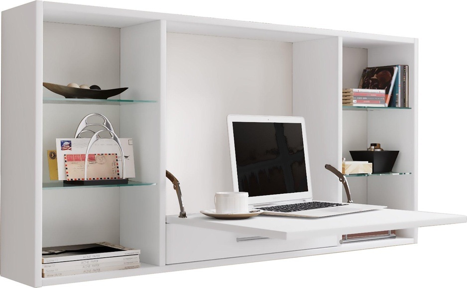 MID.YOU Laptoptisch in weiss , Teala , Holzwerkstoff , 1 Schubladen , 115x60x20 cm , melaminharzbeschichtet,Nachbildung , 000657019001