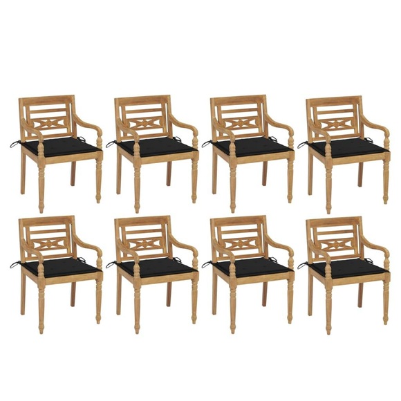 vidaXL Batavia-Stühle mit Kissen 8 Stk. Massivholz Teak