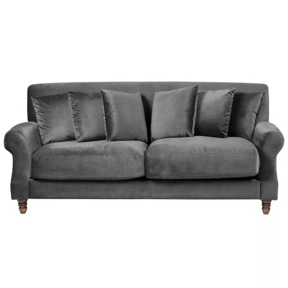 Beliani 3-Sitzer Sofa Samtstoff grau EIKE