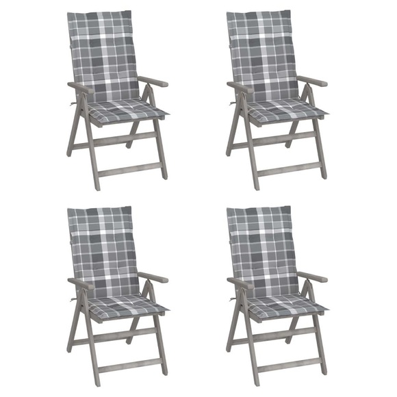 vidaXL Verstellbare Gartenstühle 4 Stk. mit Auflagen Massivholz Akazie
