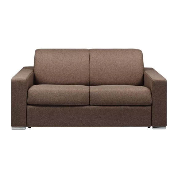 LINEA SOFA - Schlafsofa 2Sitzer Stoff CALITO Liegefläche Matratzen, One Size, Braun