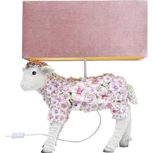 KARE Animal Flower Sheep Tischlampe rosé Schirm