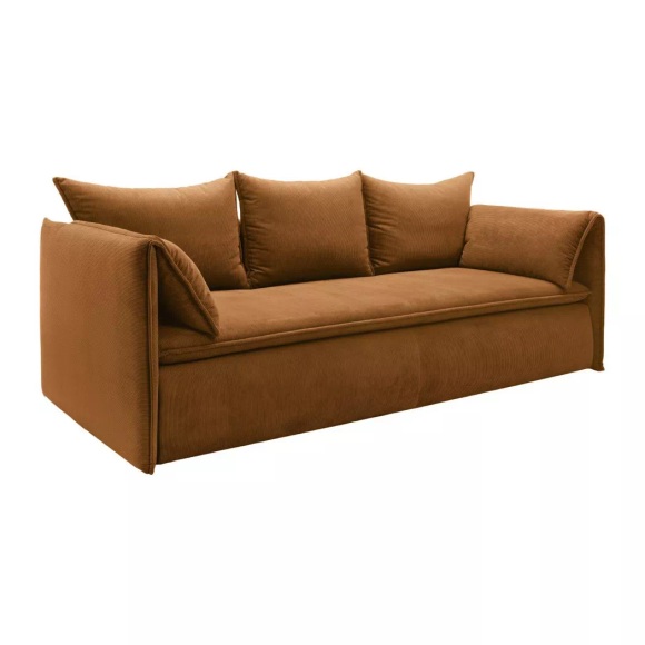 Vente-unique - Sofa 3-Sitzer - Mit Schlaffunktion - Cord - Terracotta - TEODORA, One Size, Orange