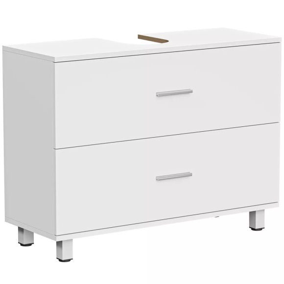 HOMCOM - Waschbeckenunterschrank, One Size, Weiss