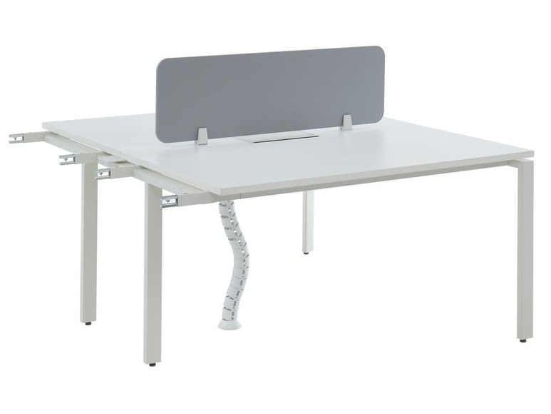 Anbauelement Schreibtisch Bench - Tisch für 2 Personen + Trennwand - L 140 cm - Weiß - DOWNTOWN Anbauelement Schreibtisch Bench - Tisch für 2 Personen + Trennwand - L 140 cm - Weiß - DOWNTOWN