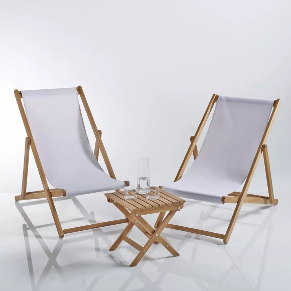 2er-Set Liegestühle + kleiner Beistelltisch