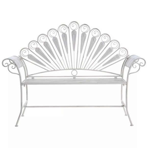 Beliani - Gartenbank aus Eisen  PAVIA, One Size, Schneeweiss