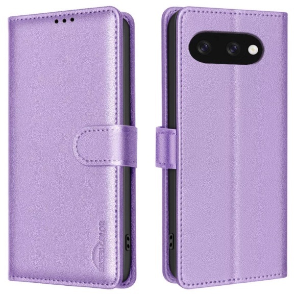 Cover-Discount - Google Pixel 9a BINFEN Leder Etui Hülle mit RFID Blocker, Violett