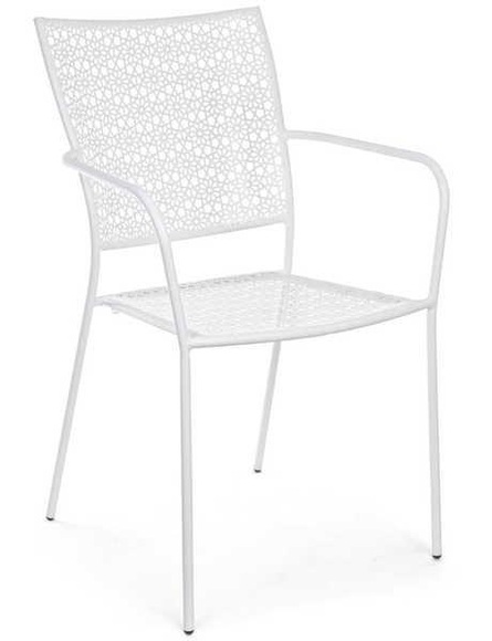 Garten Stapelstuhl Jodie weiss mit Armlehne