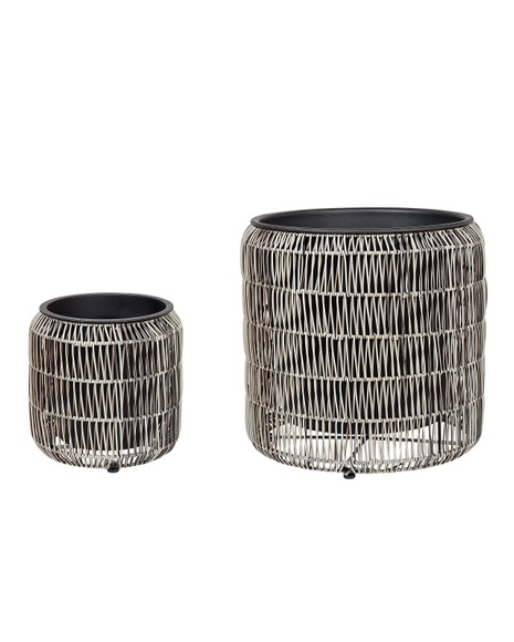 Set Mit 2 Blumentöpfen Aus Pe Rattan Rustikal Brodiea Unisex Erdbraun ONE SIZE