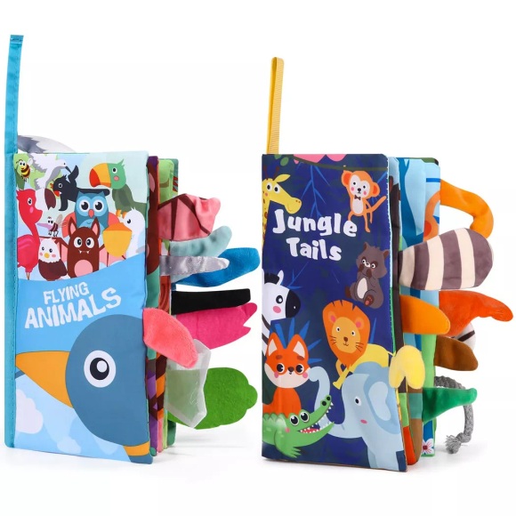 Activity-board - Baby Buch 2Pcs, Touch Buch Baby,Interaktives Baby Buch,3D Malbuch,Ausgestopftes Buch,Knisterbuch Spielzeug,Ruhiges Buch, One Size, Multicolor