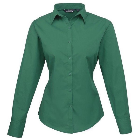 Popeline Bluse Arbeitshemd Damen Smaragdgrün 46