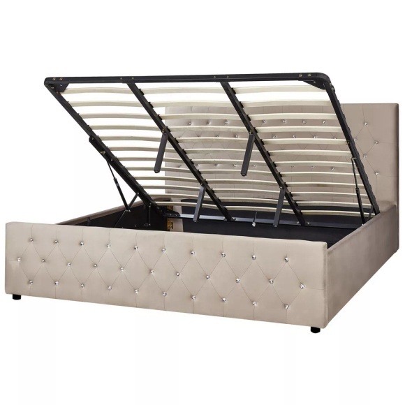 Bett mit Lattenrost aus Samtstoff Glamourös AMIENS Bett mit Lattenrost aus Samtstoff Glamourös AMIENS