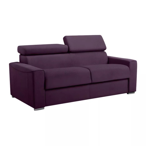 LINEA SOFA - Schlafsofa 3-Sitzer - Liegefläche: 140 cm - Matratzenhöhe: 22 cm mit Memory Schaum - Stoff - Violett - VIZIR, One Size