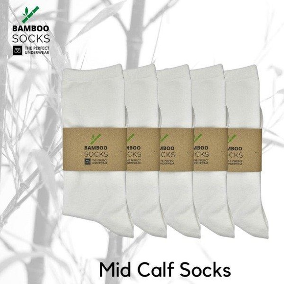 Bambus Socken Mid-calf Weiss ( 5 Paar Pro Pack), Größe Xl Unisex Weiss ONE SIZE