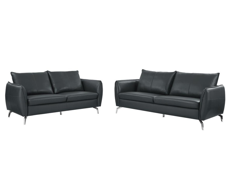 Couchgarnitur Leder 3+2 - Schwarz - LADOGA Couchgarnitur Leder 3+2 - Schwarz - LADOGA
