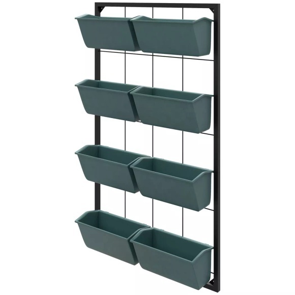 Northio - Blumenständer Pflanzenständer mit 8 Töpfen Wandmontage Pflanzentreppe Blumenregal für Garten Dunkelgrün 52,5 x 14 x 90 cm, One Size