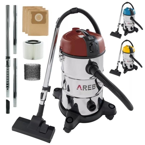 Arebos - Industriestaubsauger 5IN1 Staubsauger Nass Trocken 1300 W 30 L, Rot, 330 mm