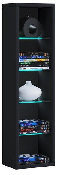 MID.YOU Standregal 21/77/20 cm schwarz , Rasato L , Glas , 4 Fächer , 21x77x20 cm , melaminharzbeschichtet,Nachbildung , 000657018202