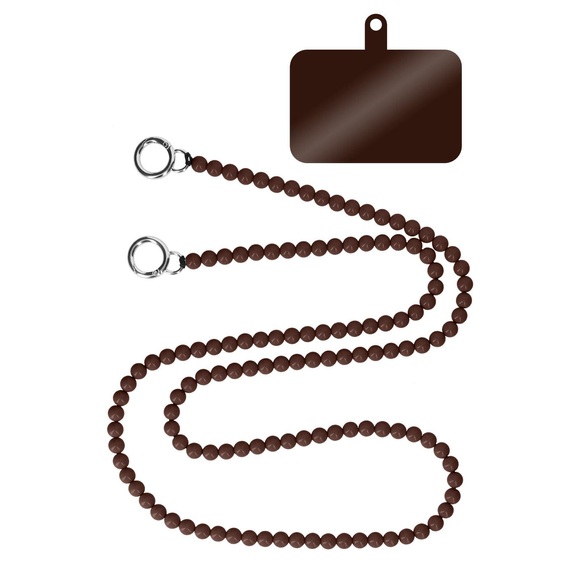 Handyschmuck, Kugelkette 120cm Braun