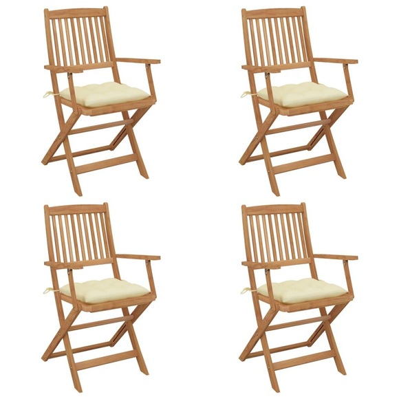 vidaXL Klappbare Gartenstühle 4 Stk. mit Kissen Massivholz Akazie