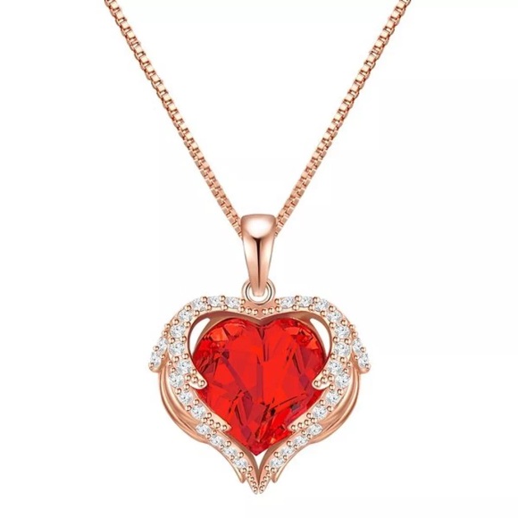 Kette Mit Anhänger Sterling Silber Roségold Verziert Mit Kristallen Von Swarovski® Heller Siam Weiß Damen Goldrosa 45cm