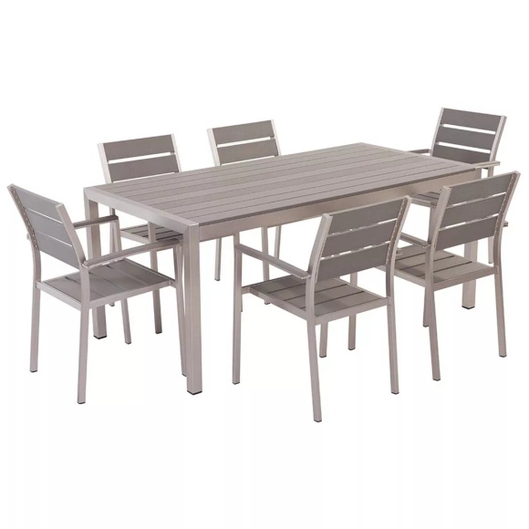 Gartenmöbel Set Polywood grau 6-Sitzer V